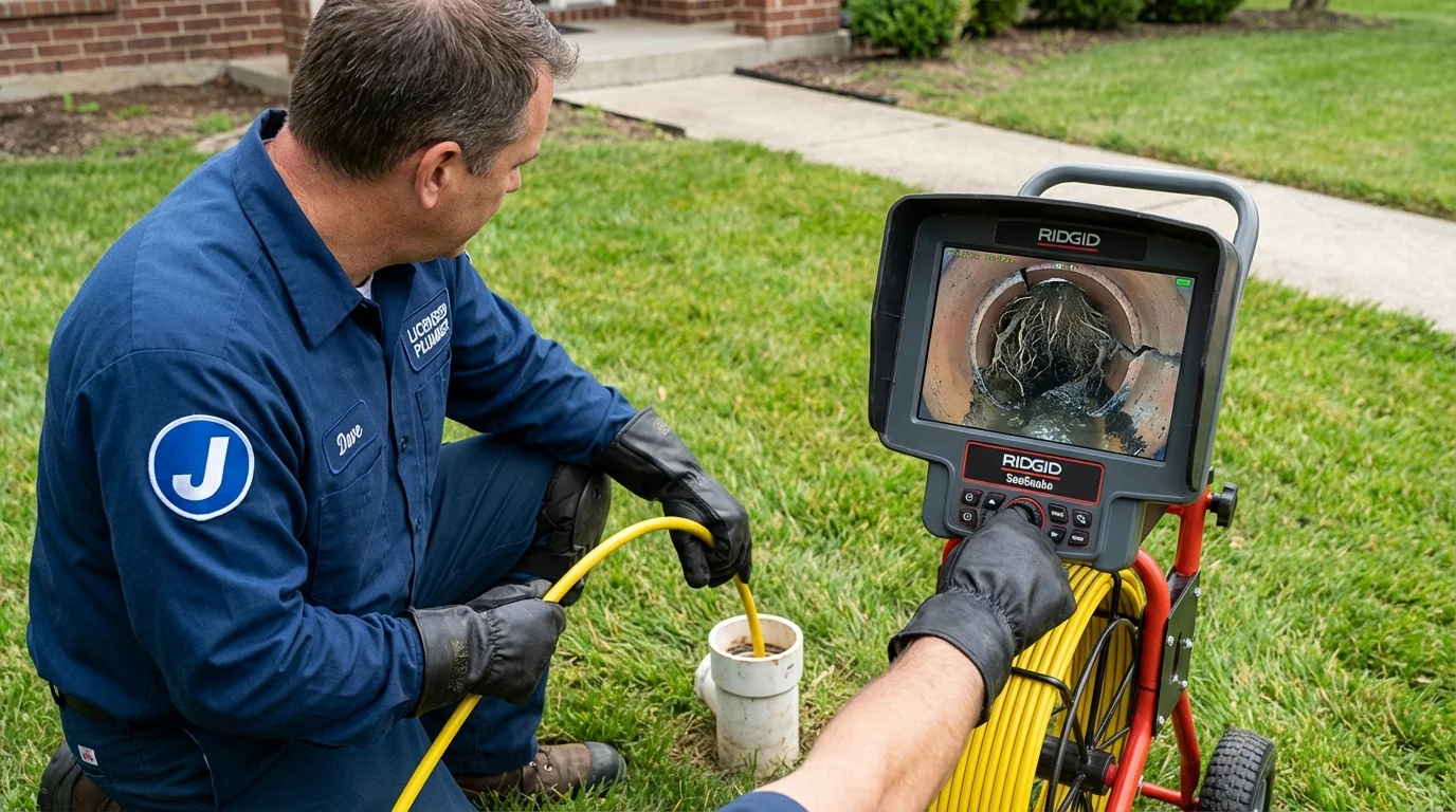 Sewer camera inspection being performed by Johns Plumbing LLC in Herscher