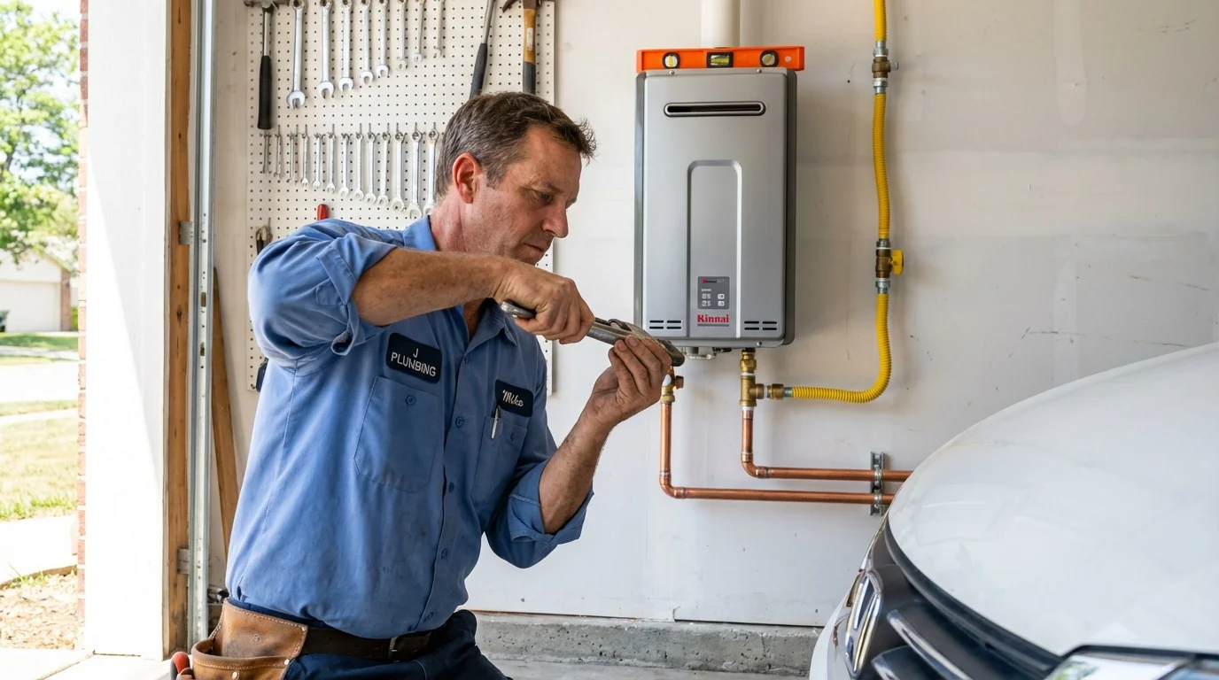 Tankless water heater installation by a Johns Plumbing LLC plumber in Herscher